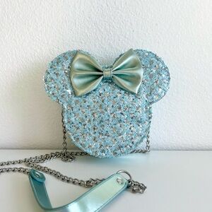Disney Parks x Loungefly Arendelle Aqua Sequin Minnie Mouse purse